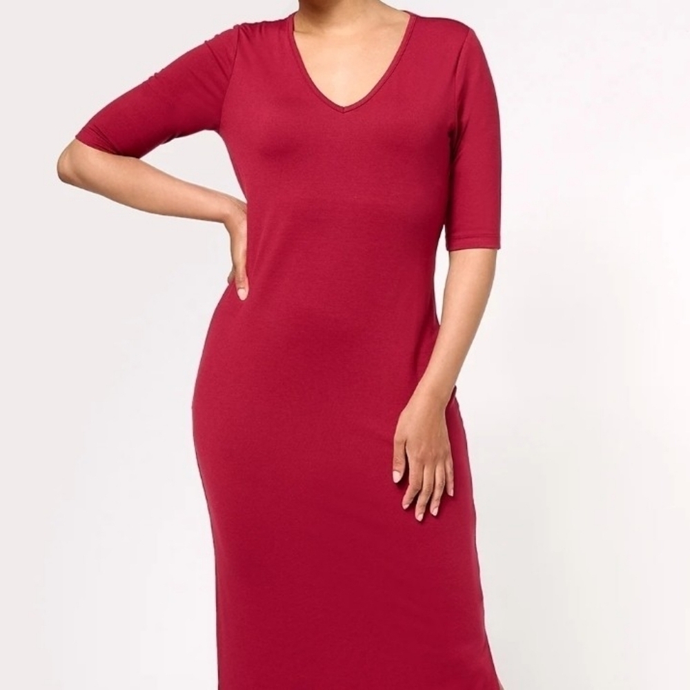 Attitudes by Renee Red Half-Sleeve Poly Spandex Flowy Flirty Maxi Dress, Size XS